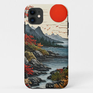 Modern paper art Mountains and forest Case-Mate iPhone Case