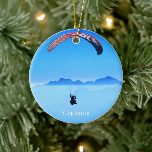 Modern Paragliding Photo with Name Ceramic Tree Decoration (Tree)