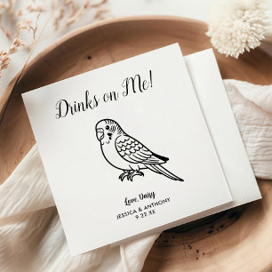 Modern Parakeet Wedding Cocktail Napkins