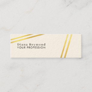 Modern Parallel Faux Gold Stripes Cream White Mini Business Card