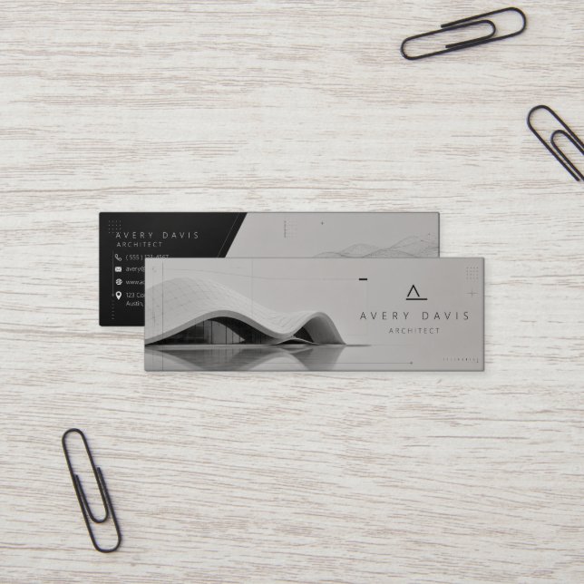 Modern Parametric Futurist Architect Mini Business Card (Front/Back In Situ)