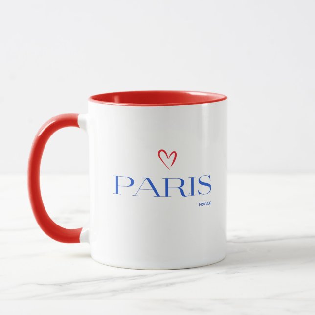 Modern Paris Design with Red Heart  Mug (Left)