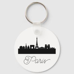 Modern Paris, France City Stylised Skyline Key Ring