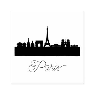 Modern Paris, France City Stylised Skyline Rubber Stamp
