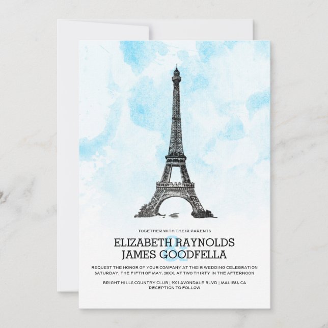 Modern Paris Wedding Invitations (Front)