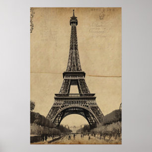 Modern Parisian Eiffel Tower Paris French Vintage Poster
