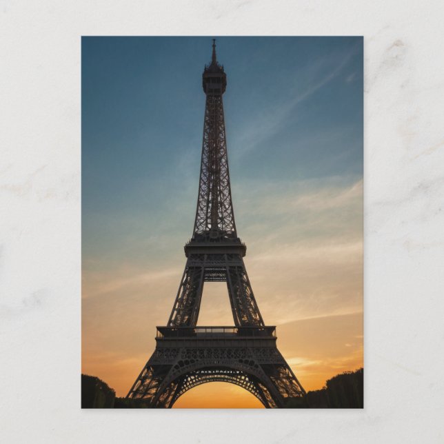 Modern Parisian Sunset Eiffel Tower Paris French   Postcard (Front)