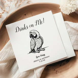 Modern Parrot Wedding Cocktail Napkins