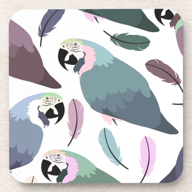Modern Parrots Tropical Pattern  Coaster (Front)