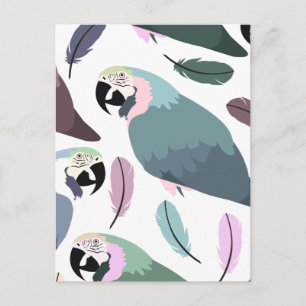 Modern Parrots Tropical Pattern Postcard