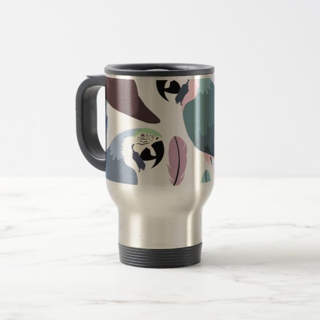 Modern Parrots Tropical Pattern  Travel Mug (Front Left)