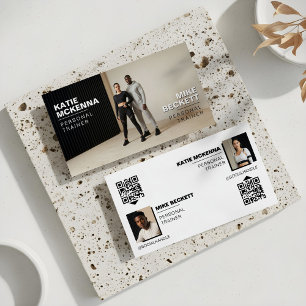 Modern Partners Photo Fitness Trainer QR Code Business Card