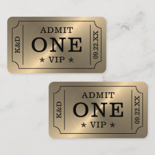 Modern Party Admission Ticket - Gold Enclosure Card