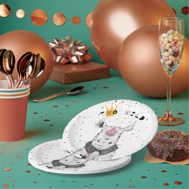 Modern Party Animals Birthday Party Paper Plate (Multi)