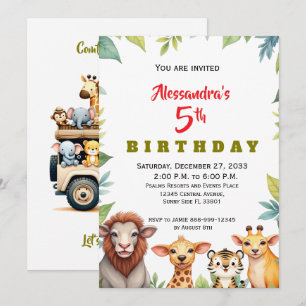 Modern Party Animals Jungle Safari Invitation