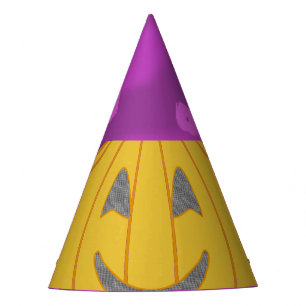 Modern Party Pumpkin on Purple Geometric Hat