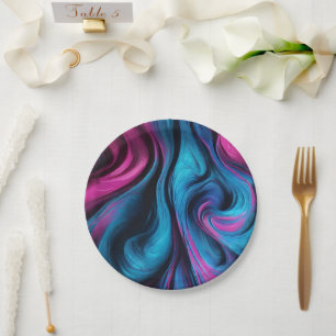 Modern Party Supplies-Blue and Pink- Paper Plate
