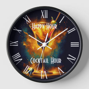 Modern Party Time Neon Personalised Clock