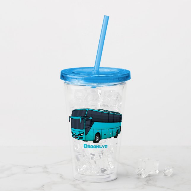 Modern passenger bus cartoon illustration  acrylic tumbler (Back Ice)