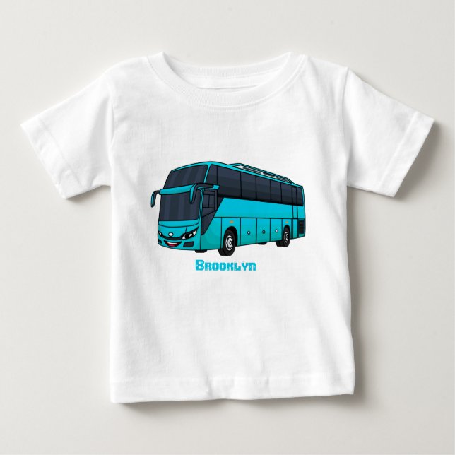 Modern passenger bus cartoon illustration baby T-Shirt (Front)