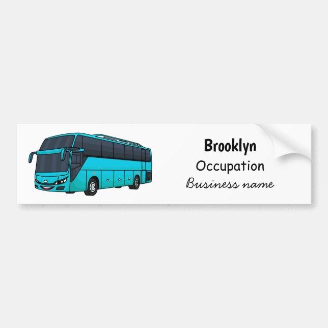 Modern passenger bus cartoon illustration bumper sticker (Front)