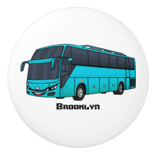 Modern passenger bus cartoon illustration ceramic knob