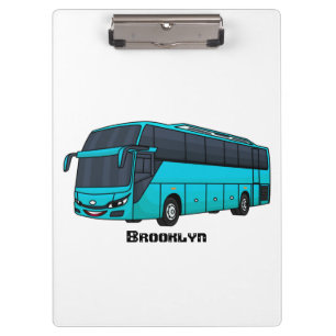 Modern passenger bus cartoon illustration  clipboard