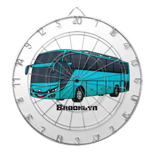 Modern passenger bus cartoon illustration dartboard