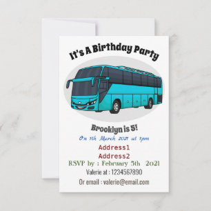 Modern passenger bus cartoon illustration invitation