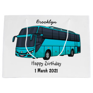Modern passenger bus cartoon illustration large gift bag