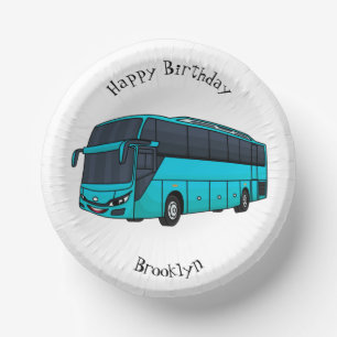 Modern passenger bus cartoon illustration paper plate