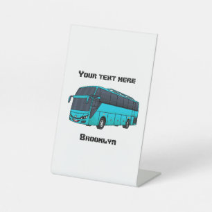 Modern passenger bus cartoon illustration pedestal sign