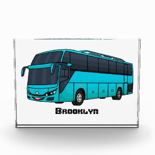 Modern passenger bus cartoon illustration photo block