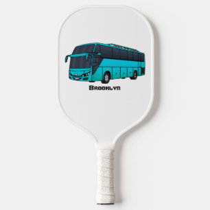 Modern passenger bus cartoon illustration pickleball paddle