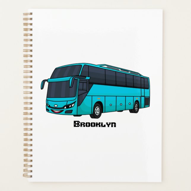Modern passenger bus cartoon illustration planner (Front)
