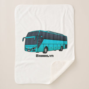 Modern passenger bus cartoon illustration sherpa blanket