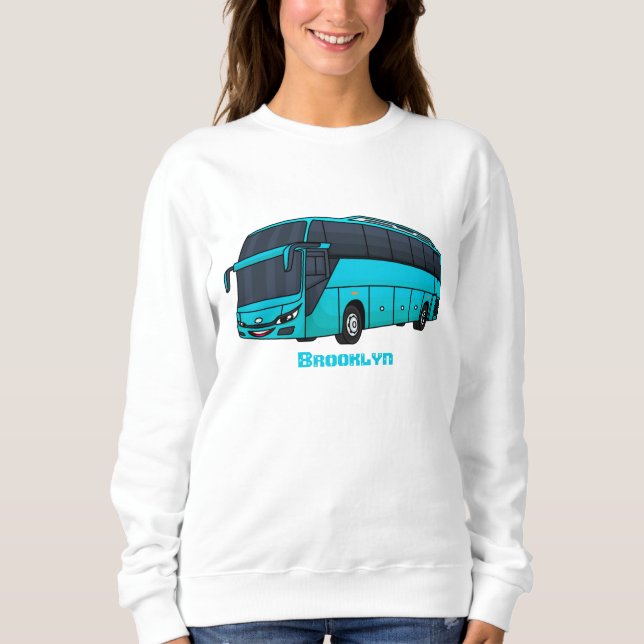 Modern passenger bus cartoon illustration  sweatshirt (Front)