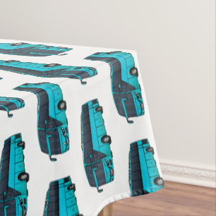 Modern passenger bus cartoon illustration tablecloth