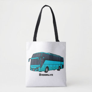 Modern passenger bus cartoon illustration  tote bag