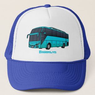Modern passenger bus cartoon illustration trucker hat