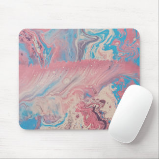 Modern Pastel Acrylic Pour Art ,Pink, Cyan & Lave Mouse Pad