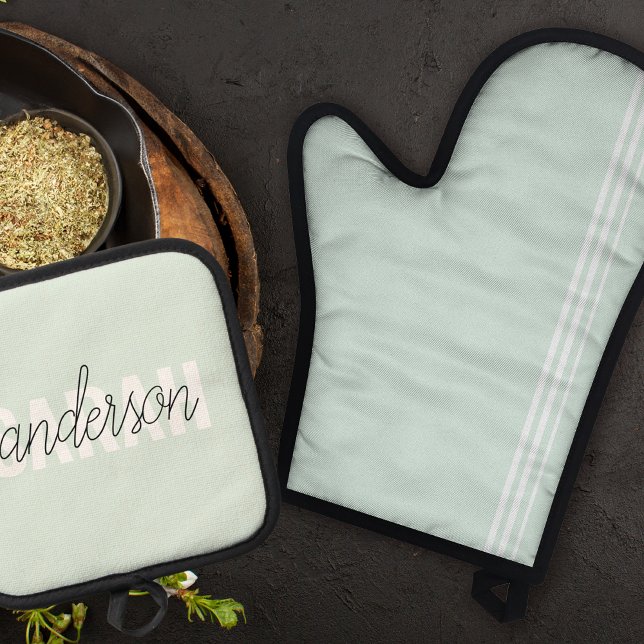 Modern Pastel Beauty Personalised You Name Oven Mitt & Pot Holder Set (Creator Uploaded)