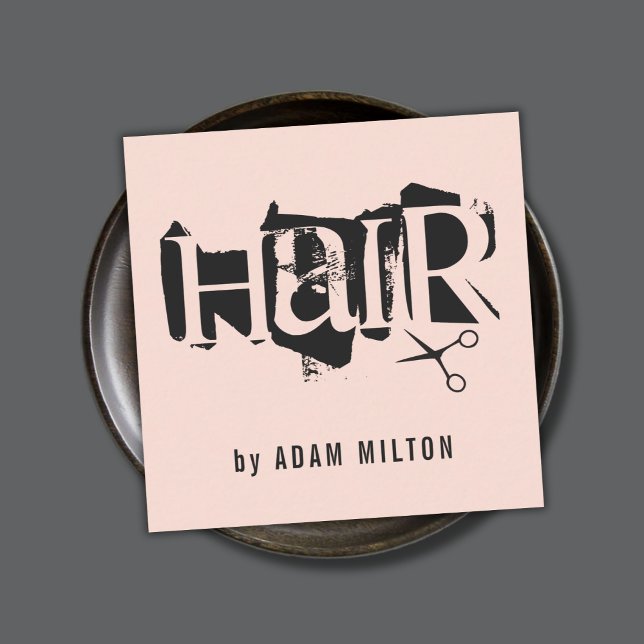Modern Pastel Black Scissors Hair Stylist Square Business Card (Creator Uploaded)