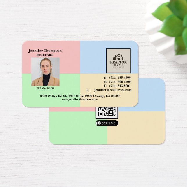 Modern Pastel Block Business Card Background Round (Desk)