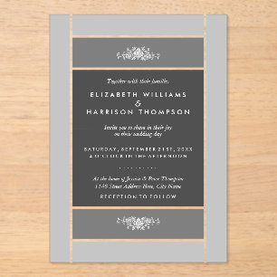 Modern Pastel Block - Silver Grey - Wedding Acrylic Invitations