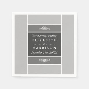 Modern Pastel Block - Siver Gray - Wedding Napkin