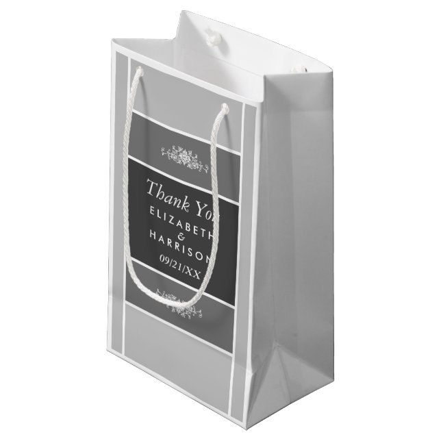 Modern Pastel Block - Siver Gray - Wedding Small Gift Bag (Front Angled)