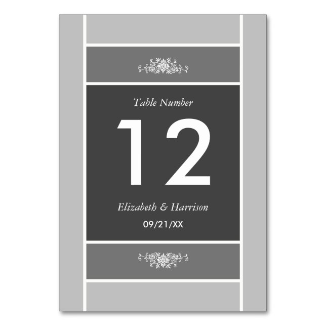 Modern Pastel Block - Siver Gray - Wedding Table Number (Front)