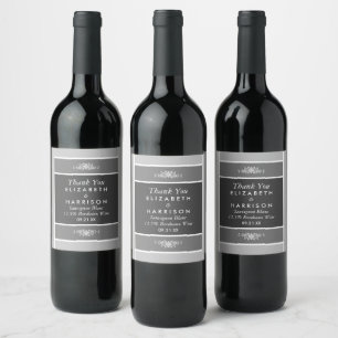 Modern Pastel Block - Siver Grey - Wedding Wine Label