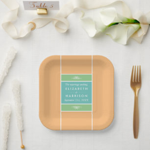 Modern Pastel Block - Tropical Colors - Wedding Paper Plate